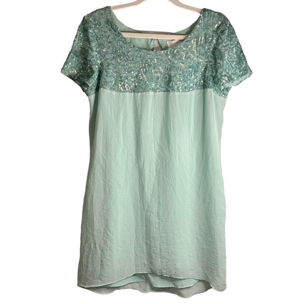 Dress the Population Aqua Mint Green Sequin Mini Dress Women’s Size Large‎